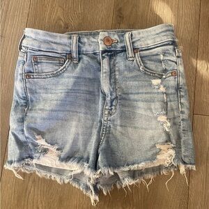 American Eagle Outfitters Ripped Light Blue Jean Shorts